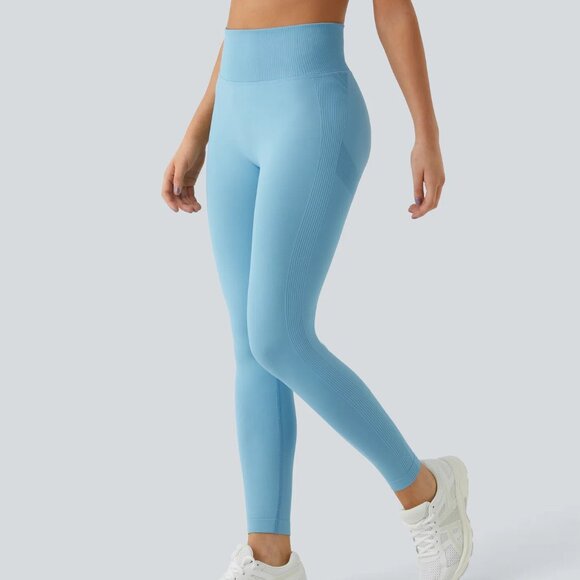 Halara Seamless Flow High Waisted Scrunch Butt Lifting Leggings 7/8 Length Med - Picture 3 of 12